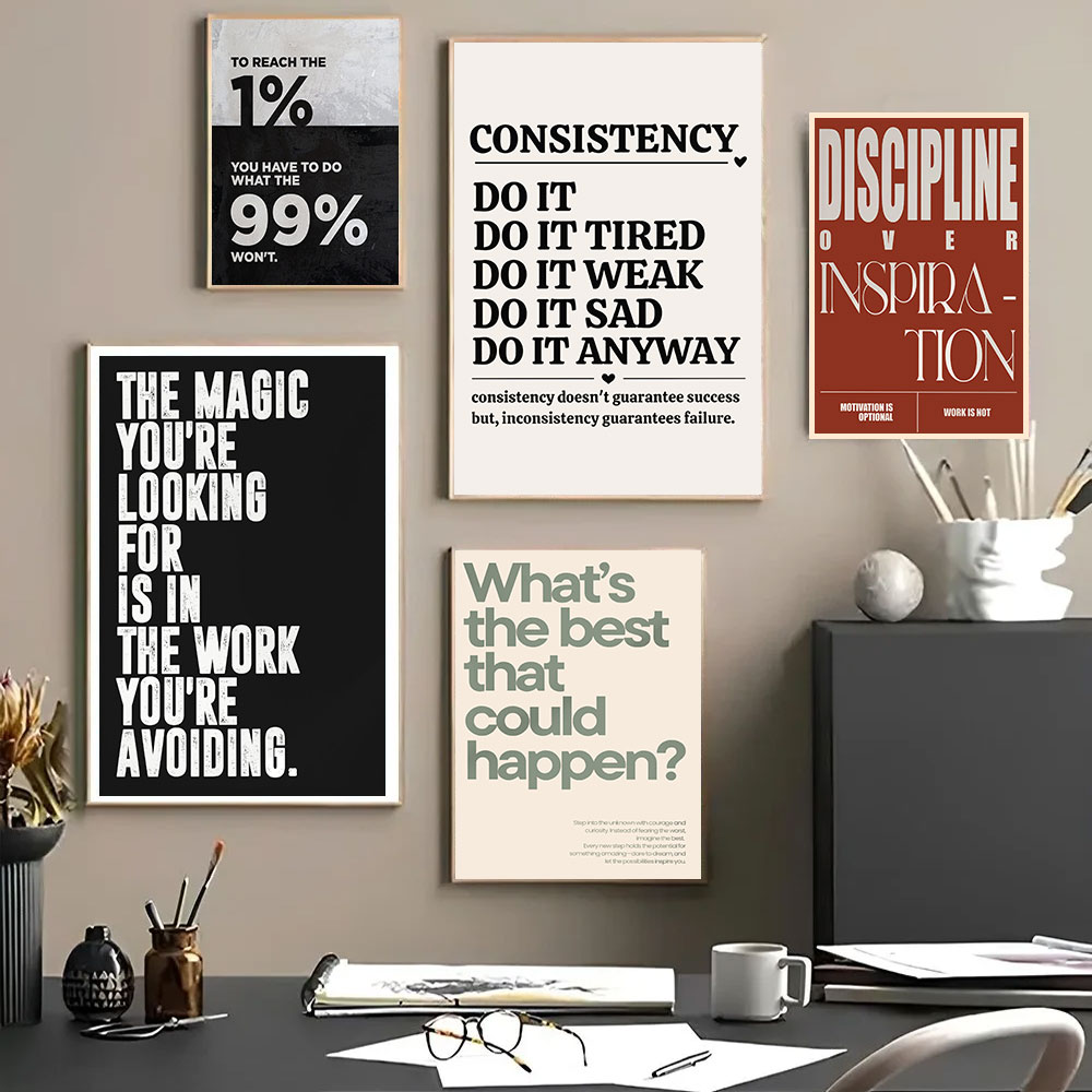 Home Office Room Inspiration - Минималистичные мотивационные цитаты, вдохновляющие картины на