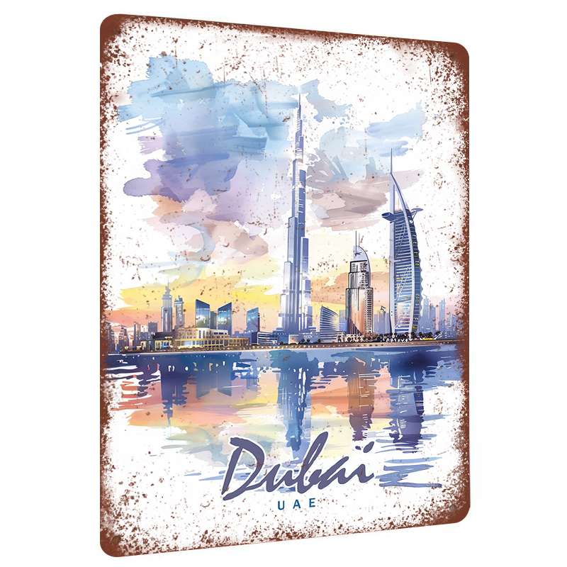 Home Office Dubai - Дубай Skyline акварель металл настенное искусство