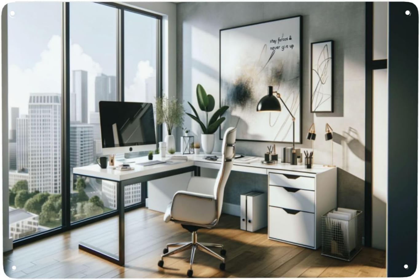 Home Office Room Inspiration - Современные минималистичные металлические таблички для офиса,
